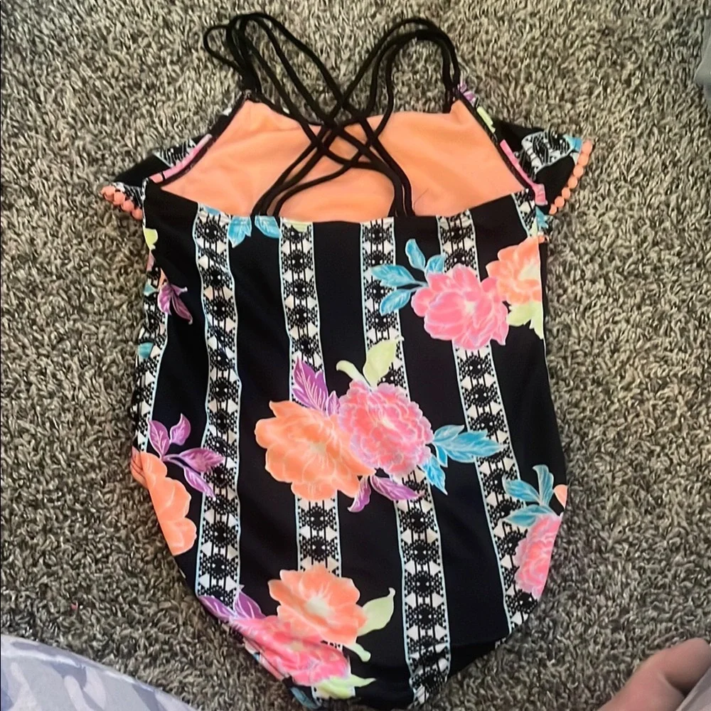 Wonder Nation Black Floral Kids One Piece
